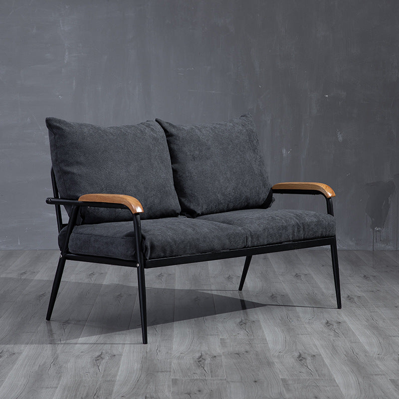 Metal and Wood Square Arm Sofa Industrial Loose Back Cushions Sofa