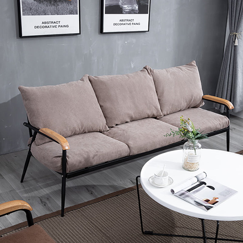 Metal and Wood Square Arm Sofa Industrial Loose Back Cushions Sofa