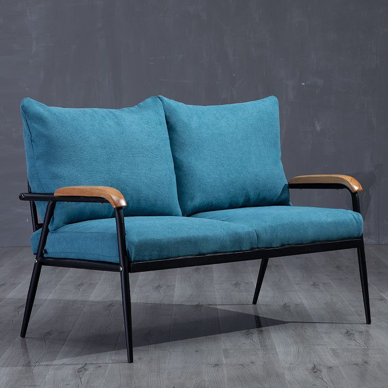 Metal and Wood Square Arm Sofa Industrial Loose Back Cushions Sofa