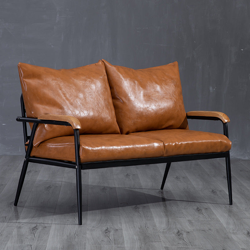 Metal and Wood Square Arm Sofa Industrial Loose Back Cushions Sofa