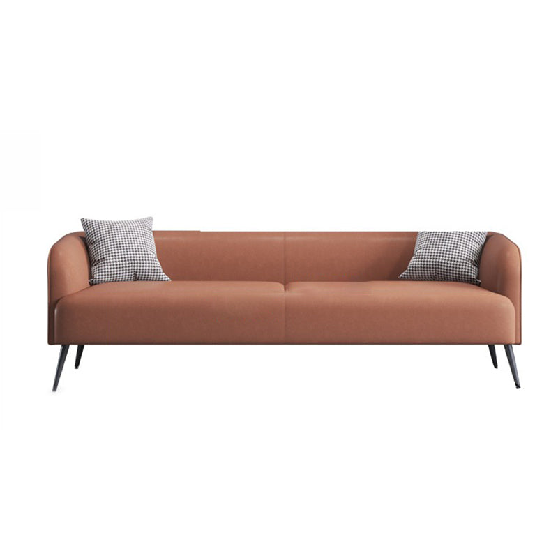 3-Seater Faux Leather Sofa with Pilows 25.6" H Tuxedo Arm Sofa