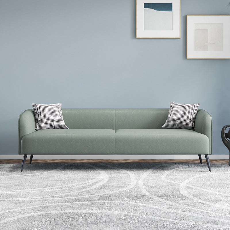 3-Seater Faux Leather Sofa with Pilows 25.6" H Tuxedo Arm Sofa