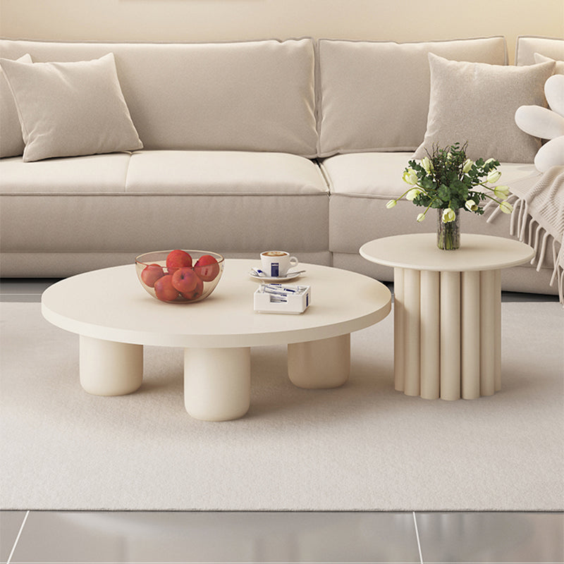 Modern Artificial Wood Coffee or End Table Round Coffee Table in Beige