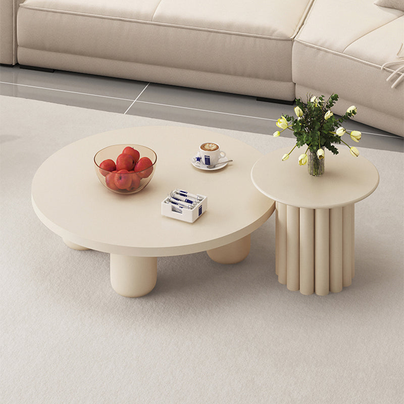 Modern Artificial Wood Coffee or End Table Round Coffee Table in Beige
