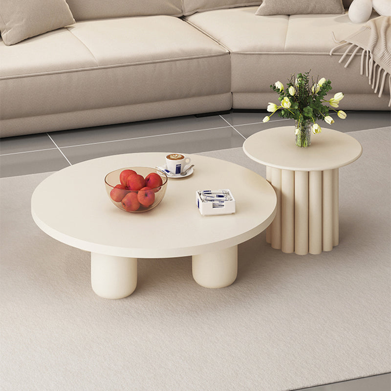Modern Artificial Wood Coffee or End Table Round Coffee Table in Beige