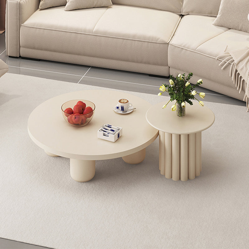 Modern Artificial Wood Coffee or End Table Round Coffee Table in Beige