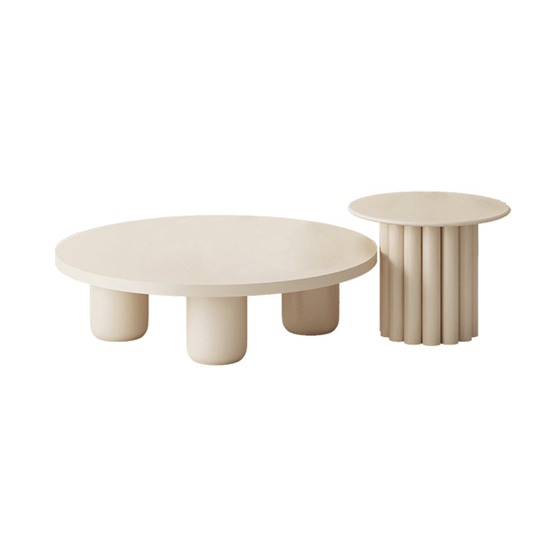 Modern Artificial Wood Coffee or End Table Round Coffee Table in Beige