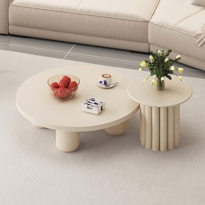Modern Artificial Wood Coffee or End Table Round Coffee Table in Beige