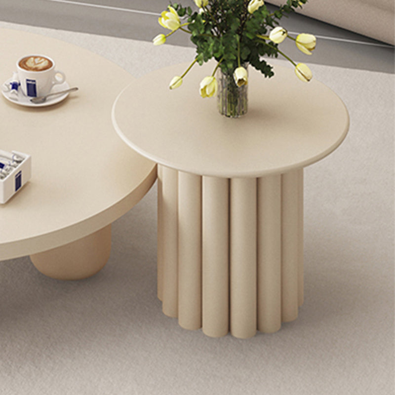 Modern Artificial Wood Coffee or End Table Round Coffee Table in Beige