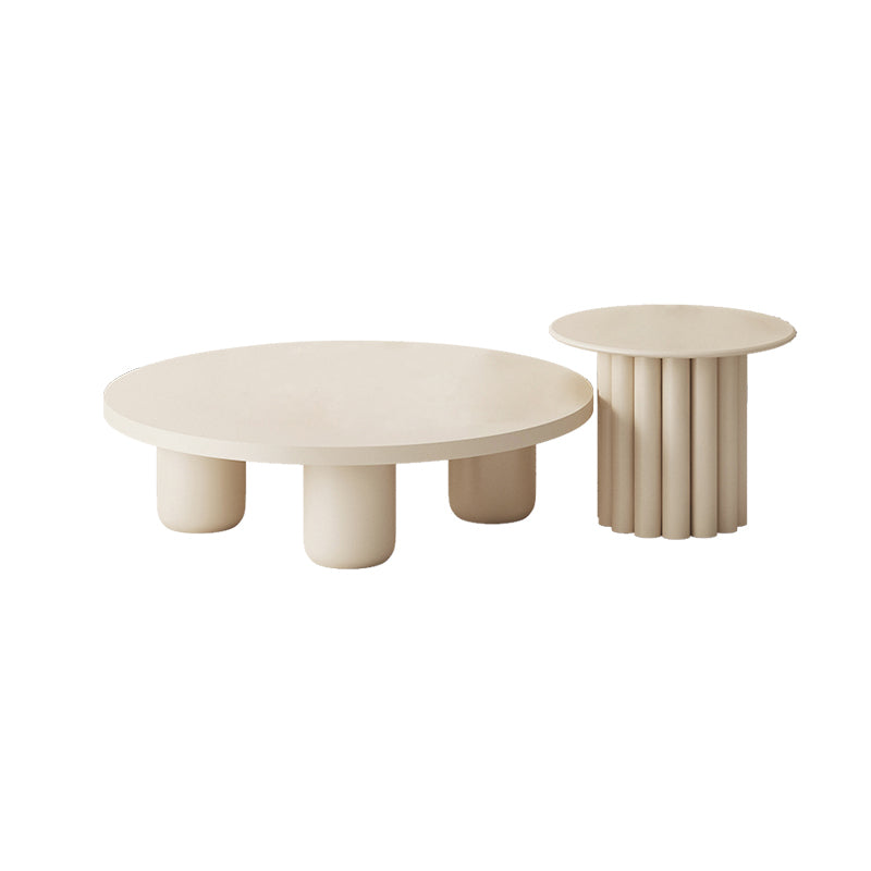 Modern Artificial Wood Coffee or End Table Round Coffee Table in Beige