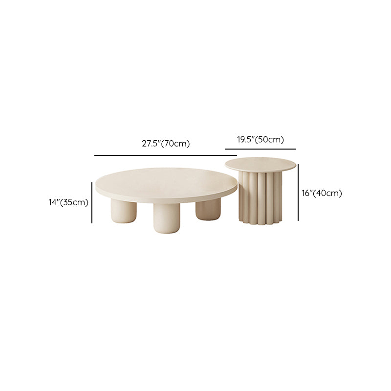 Modern Artificial Wood Coffee or End Table Round Coffee Table in Beige