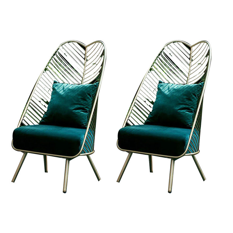 Glam Style Metal Chair Fixed Back Solid Color 4 Legs Armless Chair