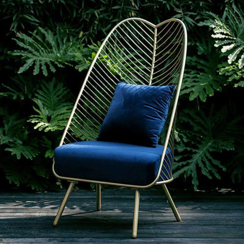 Glam Style Metal Chair Fixed Back Solid Color 4 Legs Armless Chair