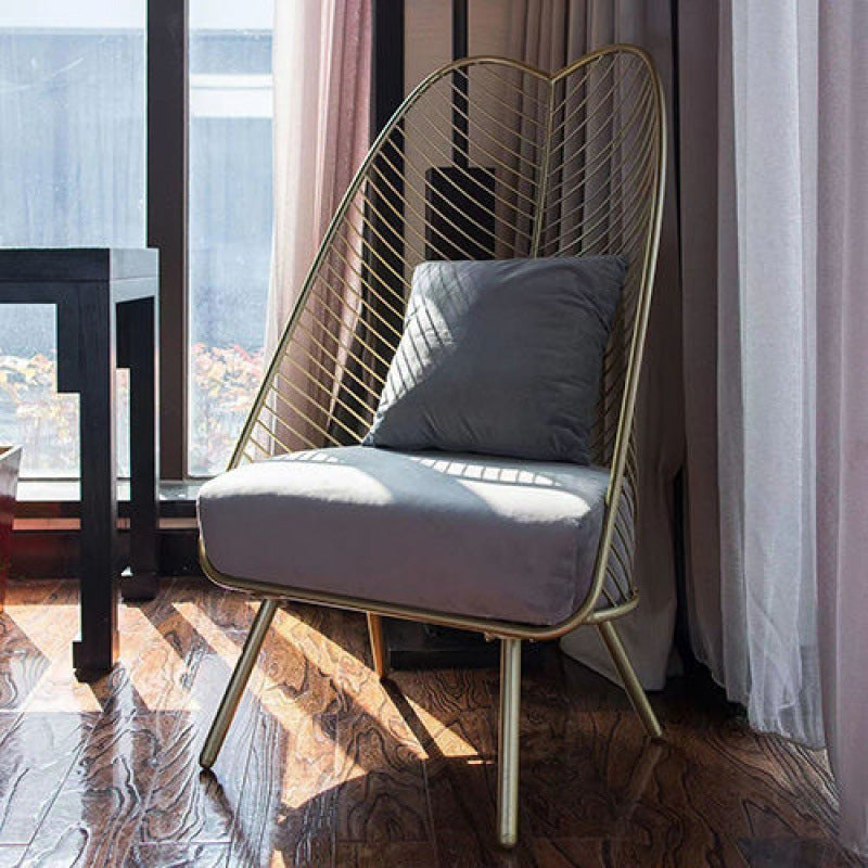 Glam Style Metal Chair Fixed Back Solid Color 4 Legs Armless Chair