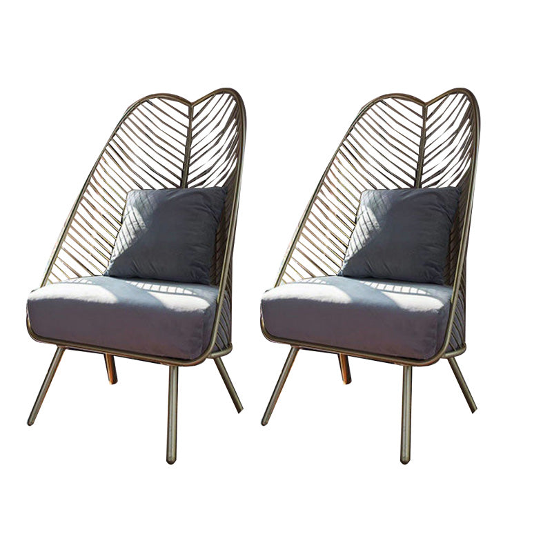 Glam Style Metal Chair Fixed Back Solid Color 4 Legs Armless Chair