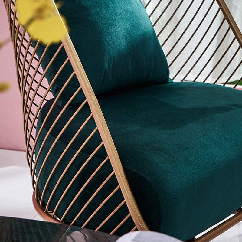 Glam Style Metal Chair Fixed Back Solid Color 4 Legs Armless Chair