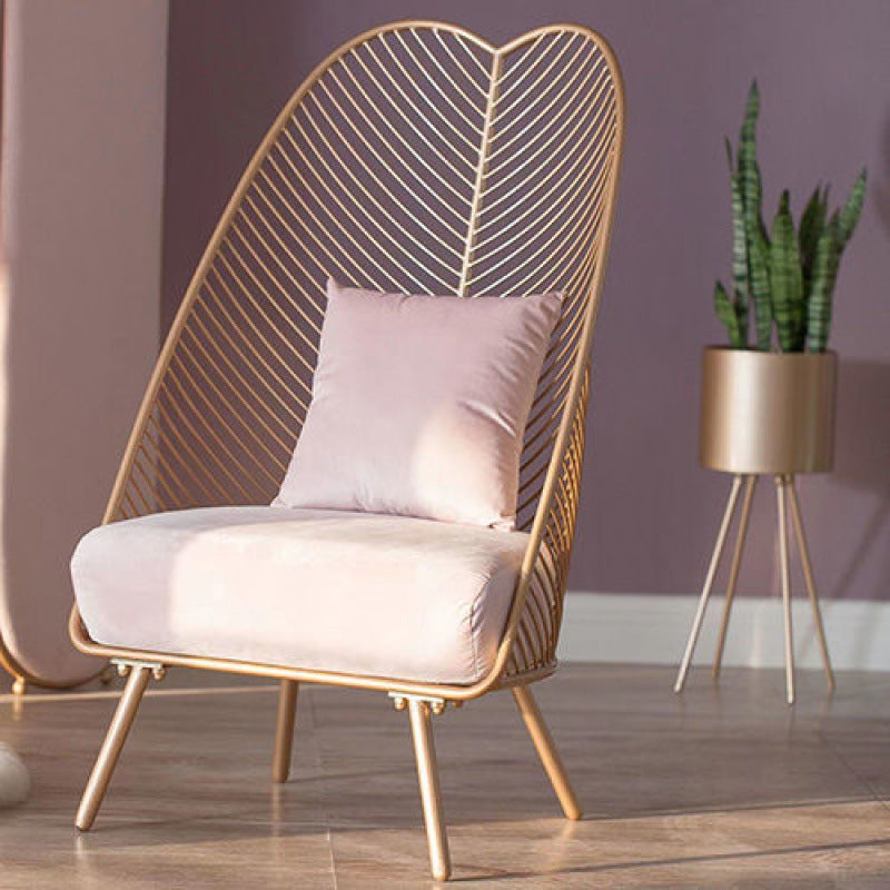 Glam Style Metal Chair Fixed Back Solid Color 4 Legs Armless Chair