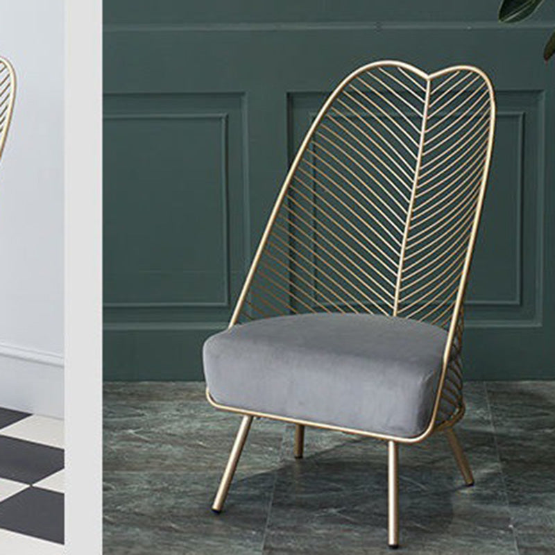 Glam Style Metal Chair Fixed Back Solid Color 4 Legs Armless Chair