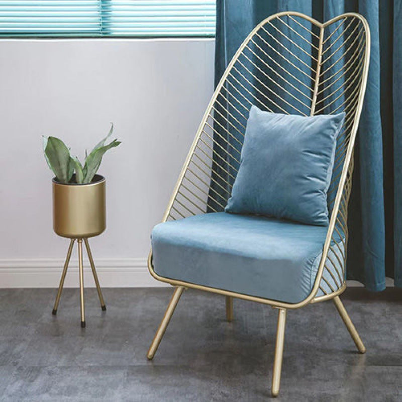 Glam Style Metal Chair Fixed Back Solid Color 4 Legs Armless Chair