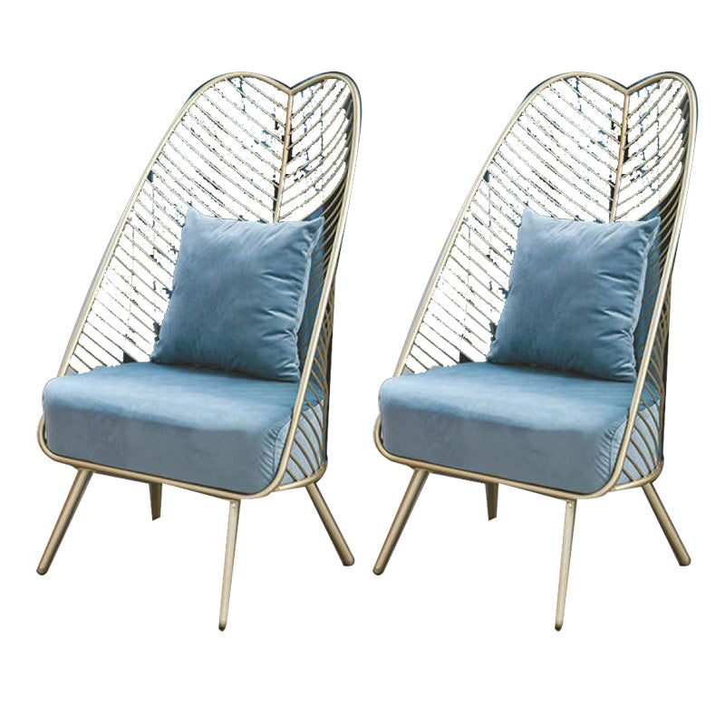 Glam Style Metal Chair Fixed Back Solid Color 4 Legs Armless Chair