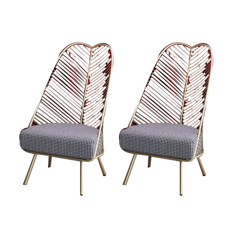 Glam Style Metal Chair Fixed Back Solid Color 4 Legs Armless Chair