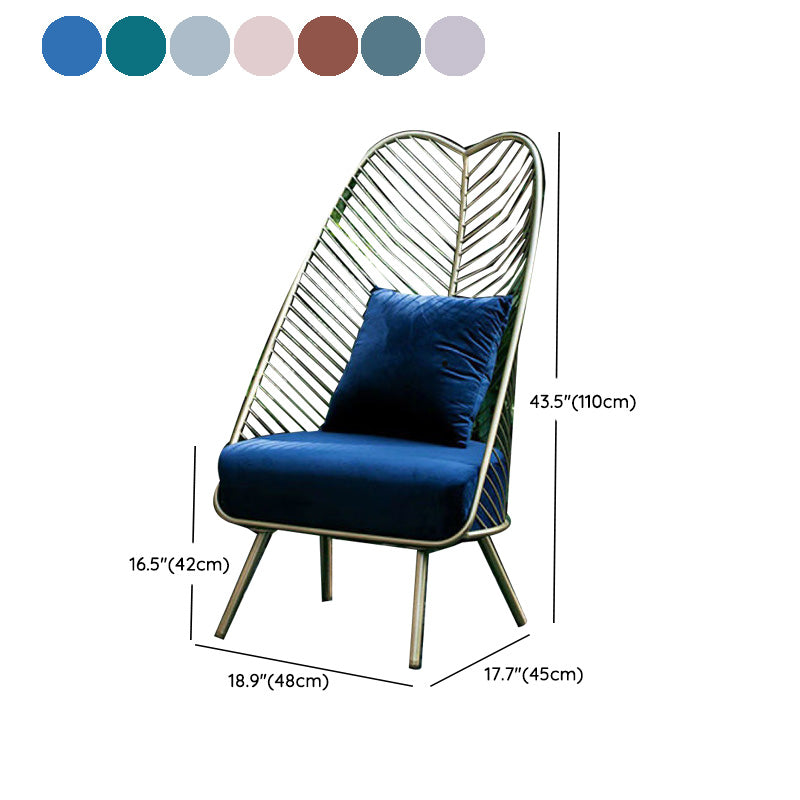Glam Style Metal Chair Fixed Back Solid Color 4 Legs Armless Chair