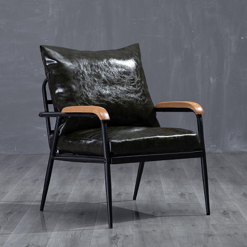 Industrial Style Loose Back Sofa Metal & Wood Frame Cushions Sofa