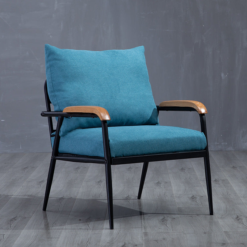 Industrial Style Loose Back Sofa Metal & Wood Frame Cushions Sofa