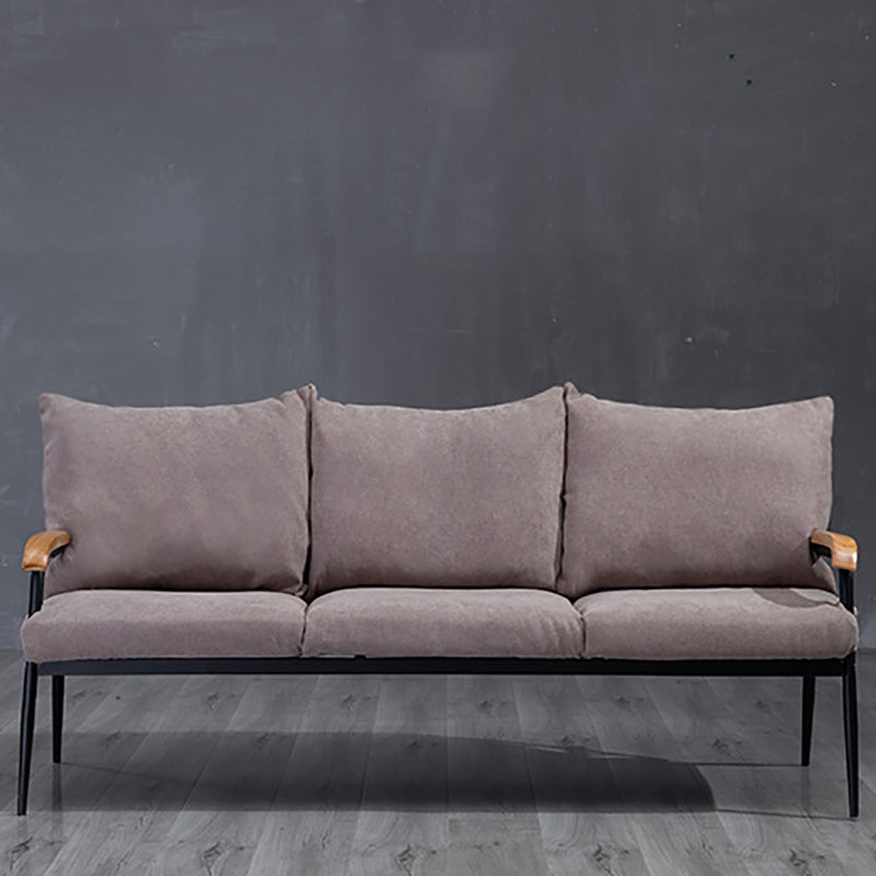 Industrial Style Loose Back Sofa Metal & Wood Frame Cushions Sofa