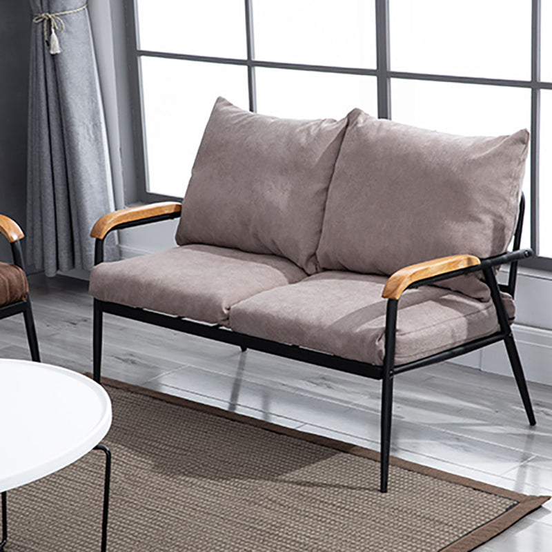 Industrial Style Loose Back Sofa Metal & Wood Frame Cushions Sofa