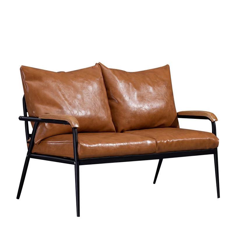 Industrial Style Loose Back Sofa Metal & Wood Frame Cushions Sofa