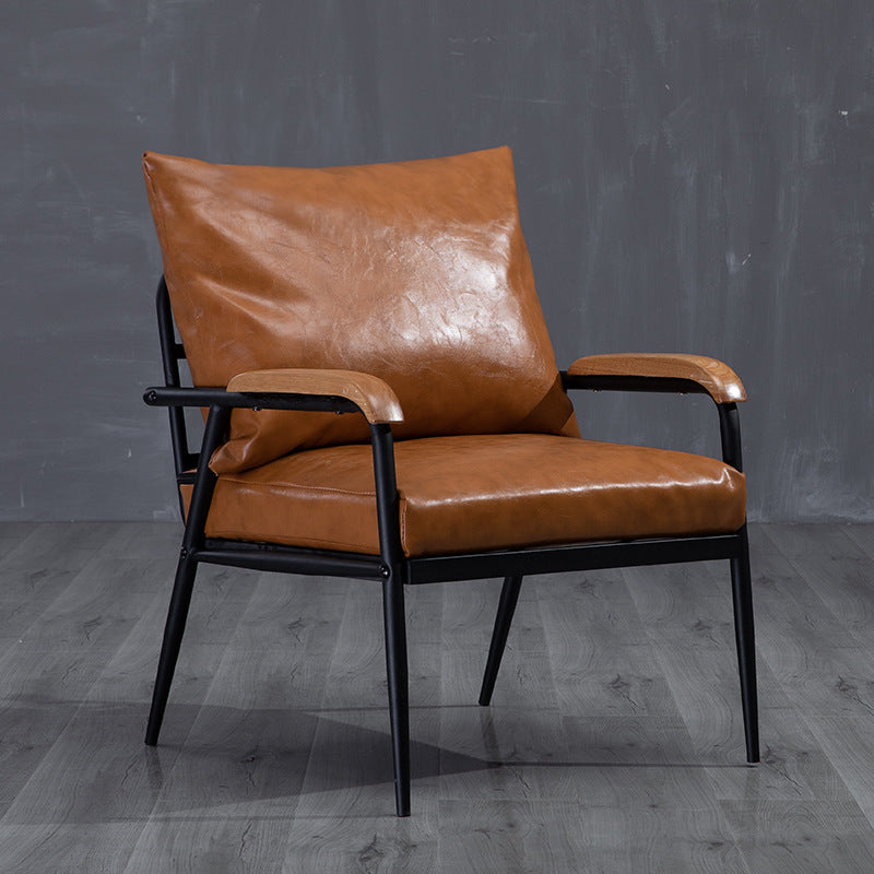 Industrial Style Loose Back Sofa Metal & Wood Frame Cushions Sofa