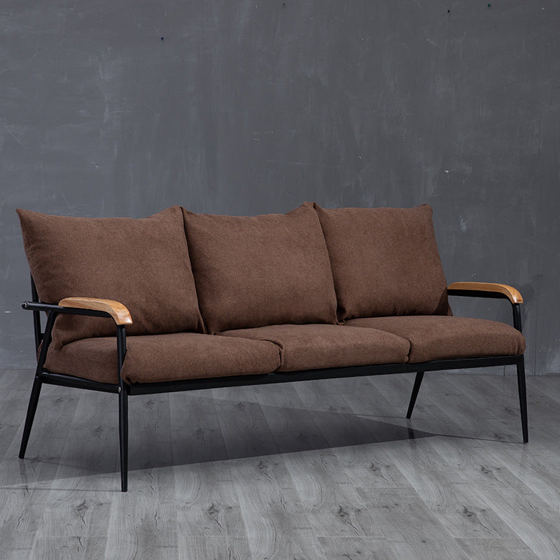Industrial Style Loose Back Sofa Metal & Wood Frame Cushions Sofa