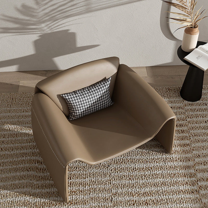 38.18" Wide Faux Leather Armchair Upholstered Pillow Back Accent Chair