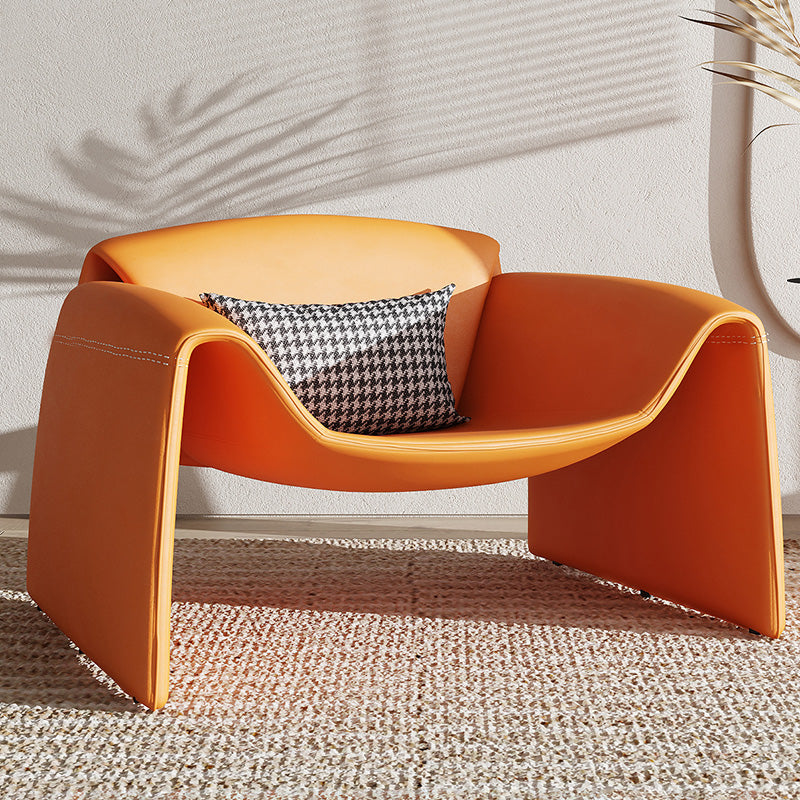 38.18" Wide Faux Leather Armchair Upholstered Pillow Back Accent Chair