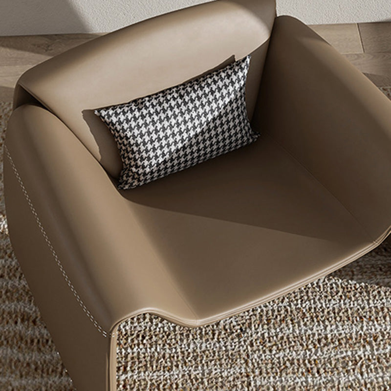 38.18" Wide Faux Leather Armchair Upholstered Pillow Back Accent Chair