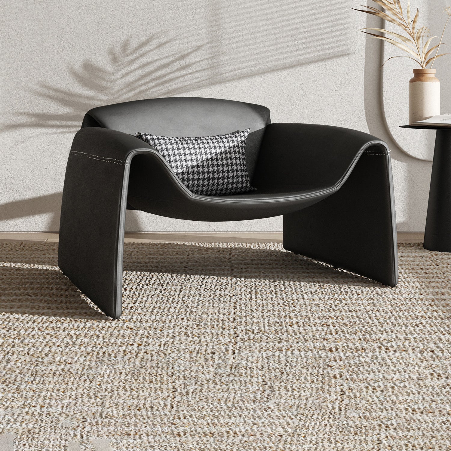 38.18" Wide Faux Leather Armchair Upholstered Pillow Back Accent Chair