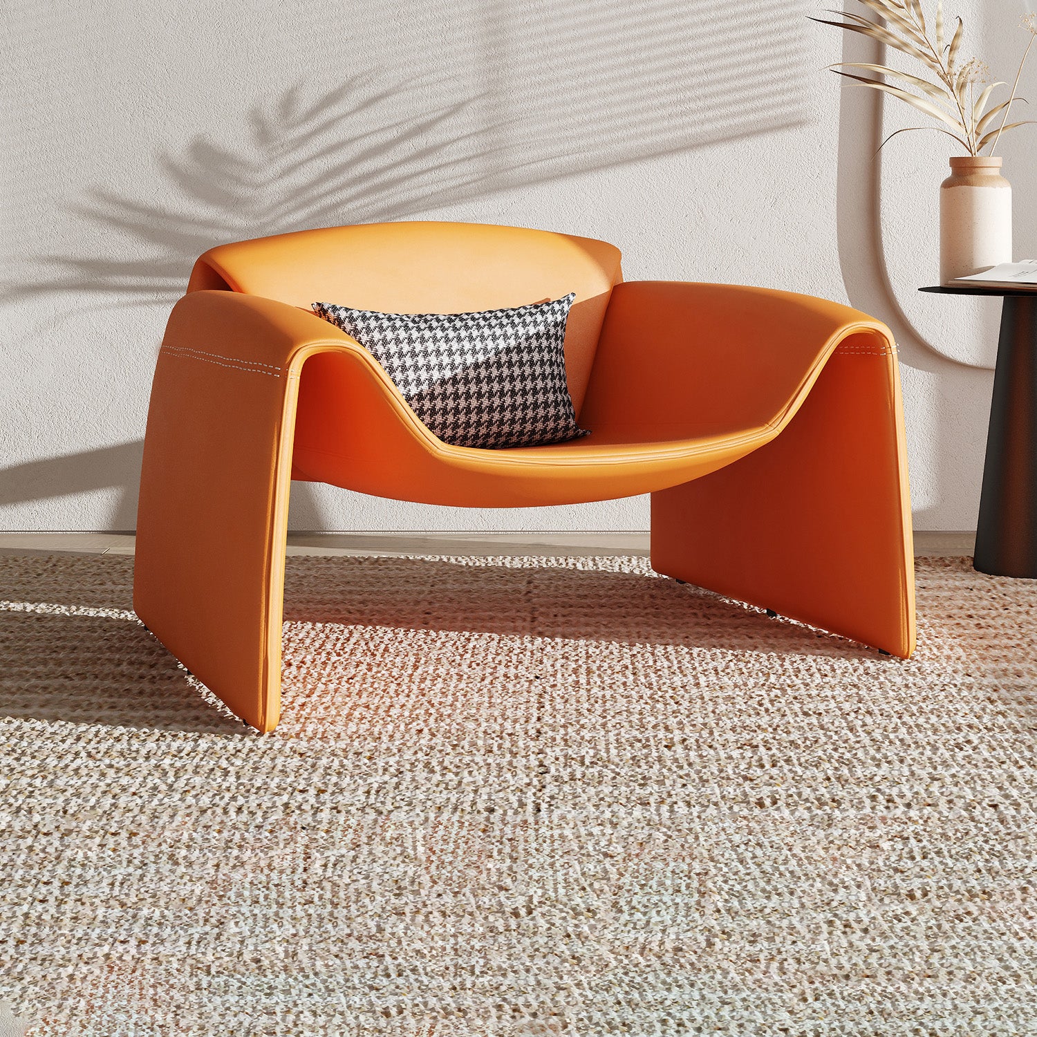 38.18" Wide Faux Leather Armchair Upholstered Pillow Back Accent Chair