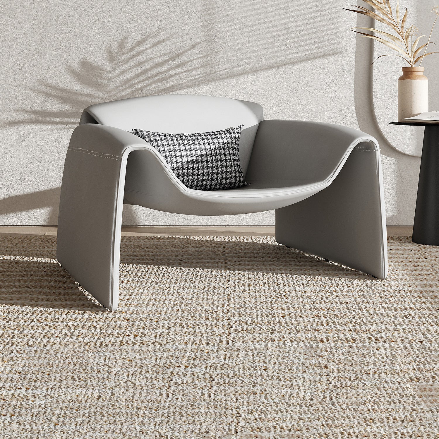 38.18" Wide Faux Leather Armchair Upholstered Pillow Back Accent Chair