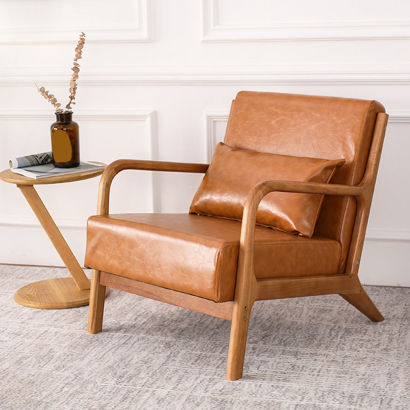 Mid-Century Modern Accent Armchair Living Room Round Arms Pillow Back Arm Chair