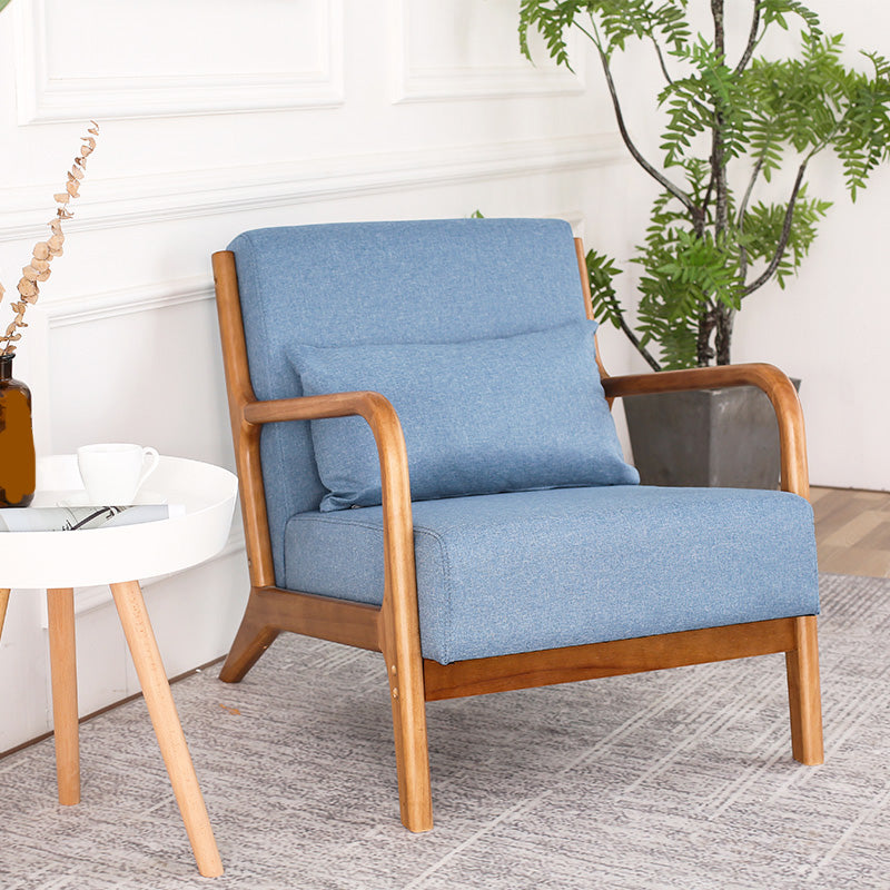 Mid-Century Modern Accent Armchair Living Room Round Arms Pillow Back Arm Chair