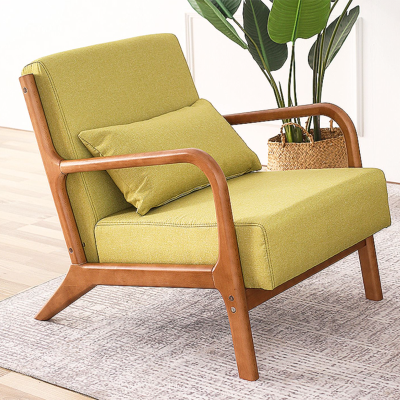 Mid-Century Modern Accent Armchair Living Room Round Arms Pillow Back Arm Chair