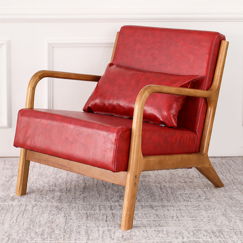 Mid-Century Modern Accent Armchair Living Room Round Arms Pillow Back Arm Chair