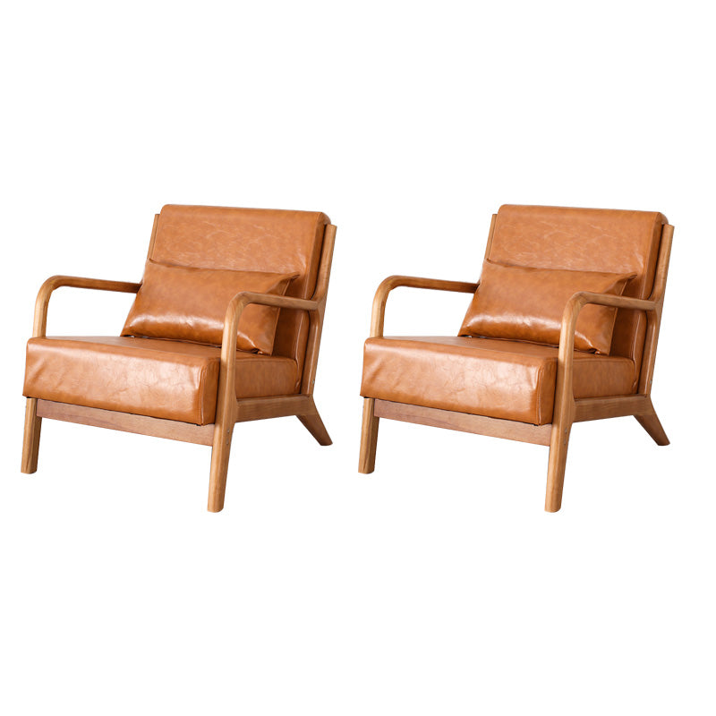 Mid-Century Modern Accent Armchair Living Room Round Arms Pillow Back Arm Chair