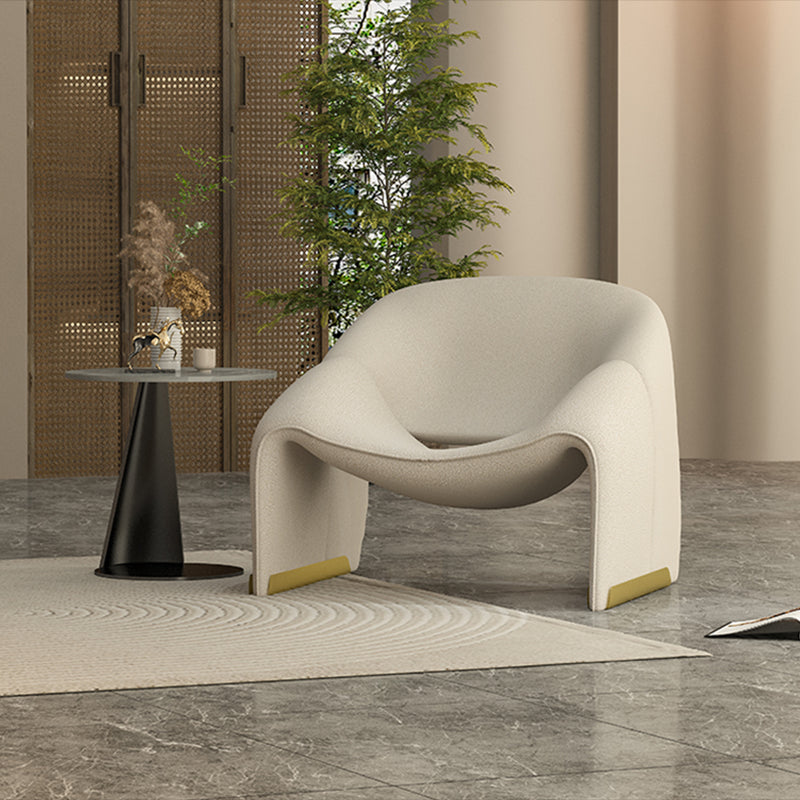 Scandinavian Arm Chair Solid Color Sloped Arms Sled Fixed Back Accent Armchair