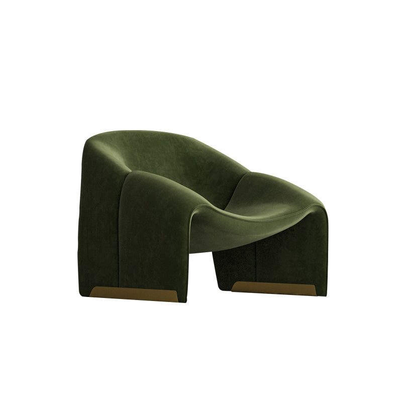 Scandinavian Arm Chair Solid Color Sloped Arms Sled Fixed Back Accent Armchair