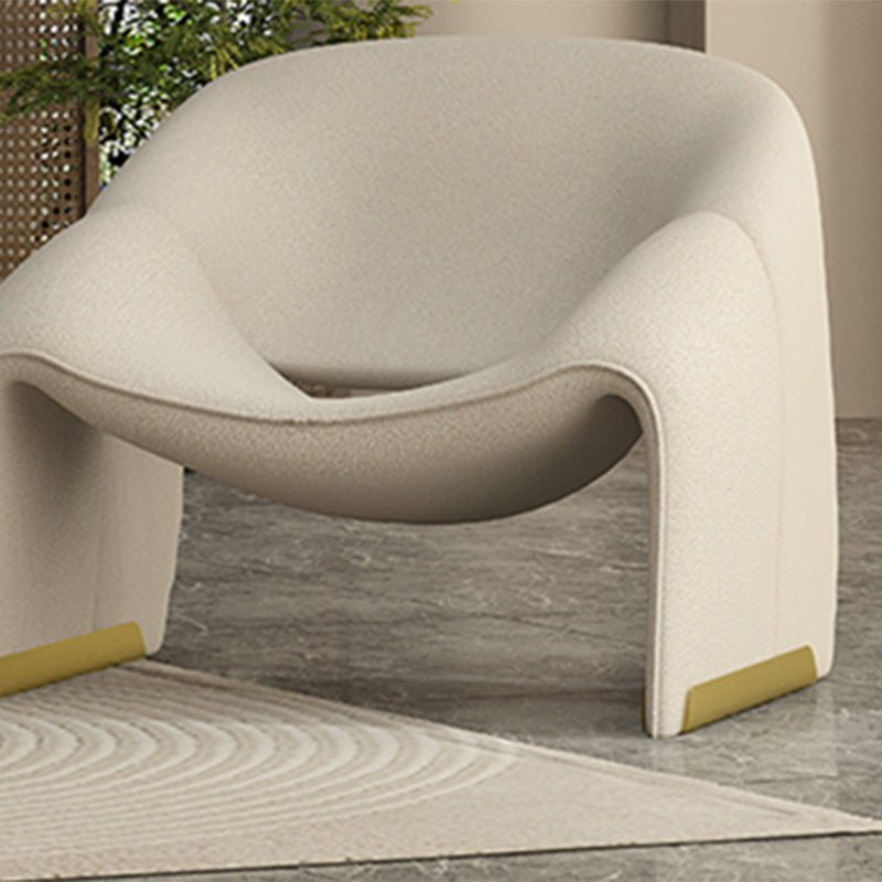 Scandinavian Arm Chair Solid Color Sloped Arms Sled Fixed Back Accent Armchair