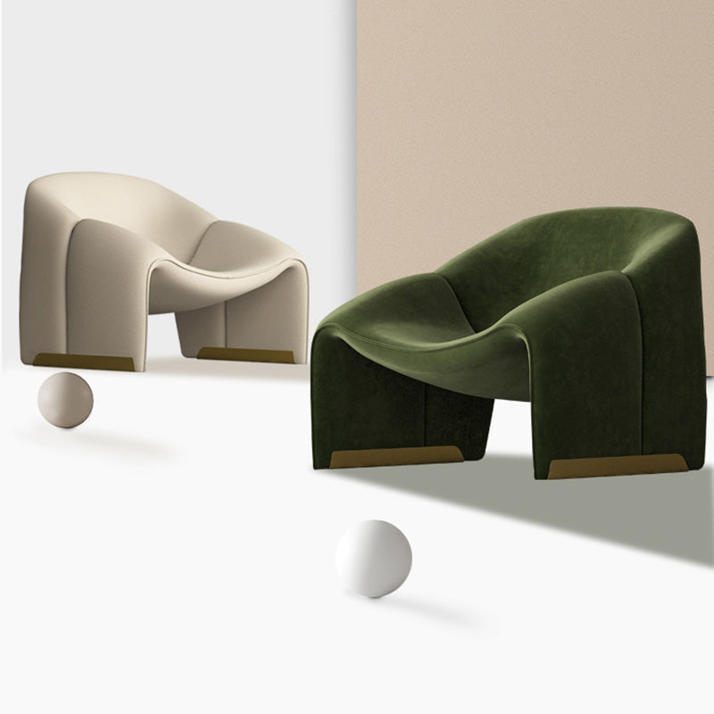 Scandinavian Arm Chair Solid Color Sloped Arms Sled Fixed Back Accent Armchair