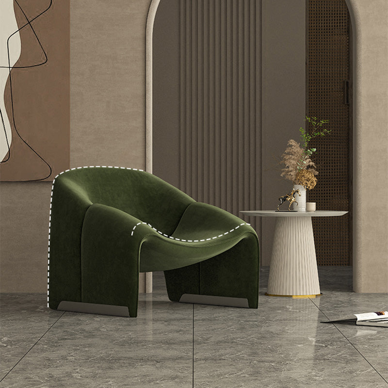 Scandinavian Arm Chair Solid Color Sloped Arms Sled Fixed Back Accent Armchair