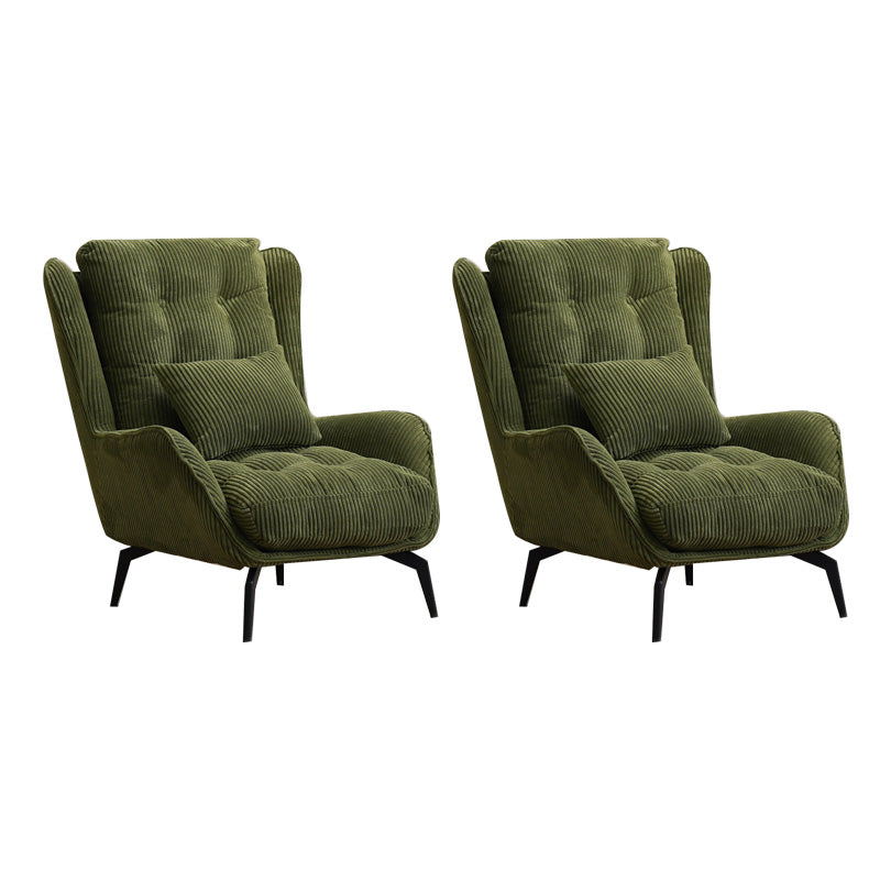 Modern Accent Chair Solid Color Corduroy Tufted Back Basic Four Leg Chair